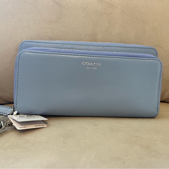 Coach Handbags - Coach accordion zip wallet. New with tags. Dusty blue.